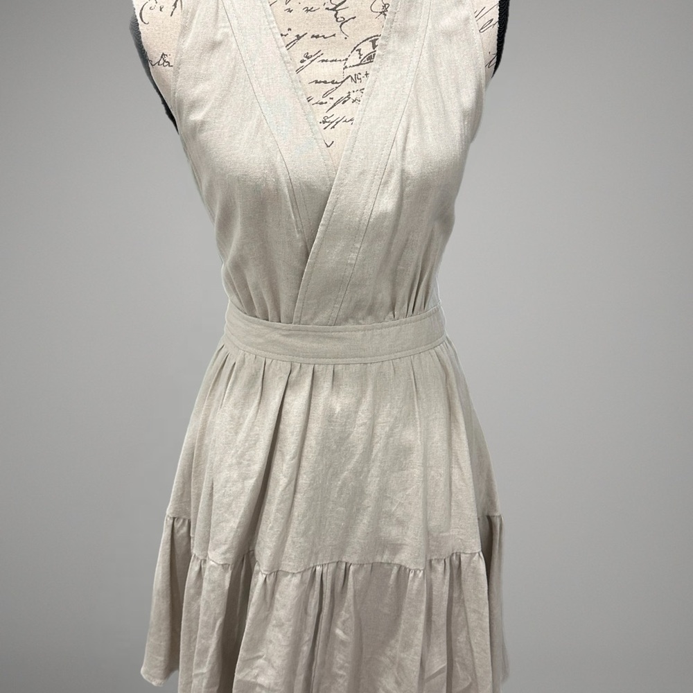Avec Les Filles "Sand" Linen Blend Wrap Dress "With the Girls" NWT Sz S